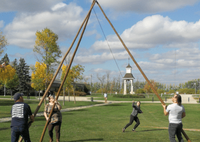 Setting up a teepee at Providence.