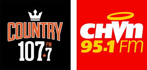 Country 107.7 and CHVN logos