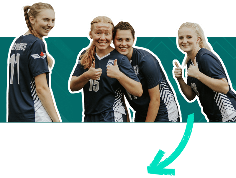 Aim Higher soccer girls banner mobile with arrow