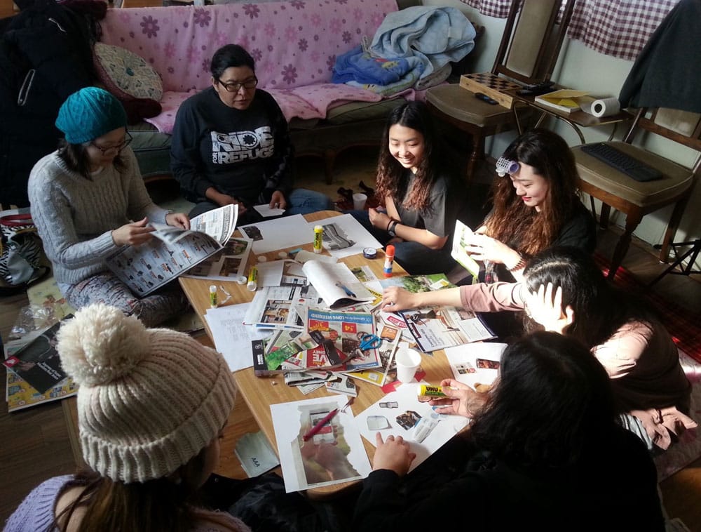 Students working for a collage project.